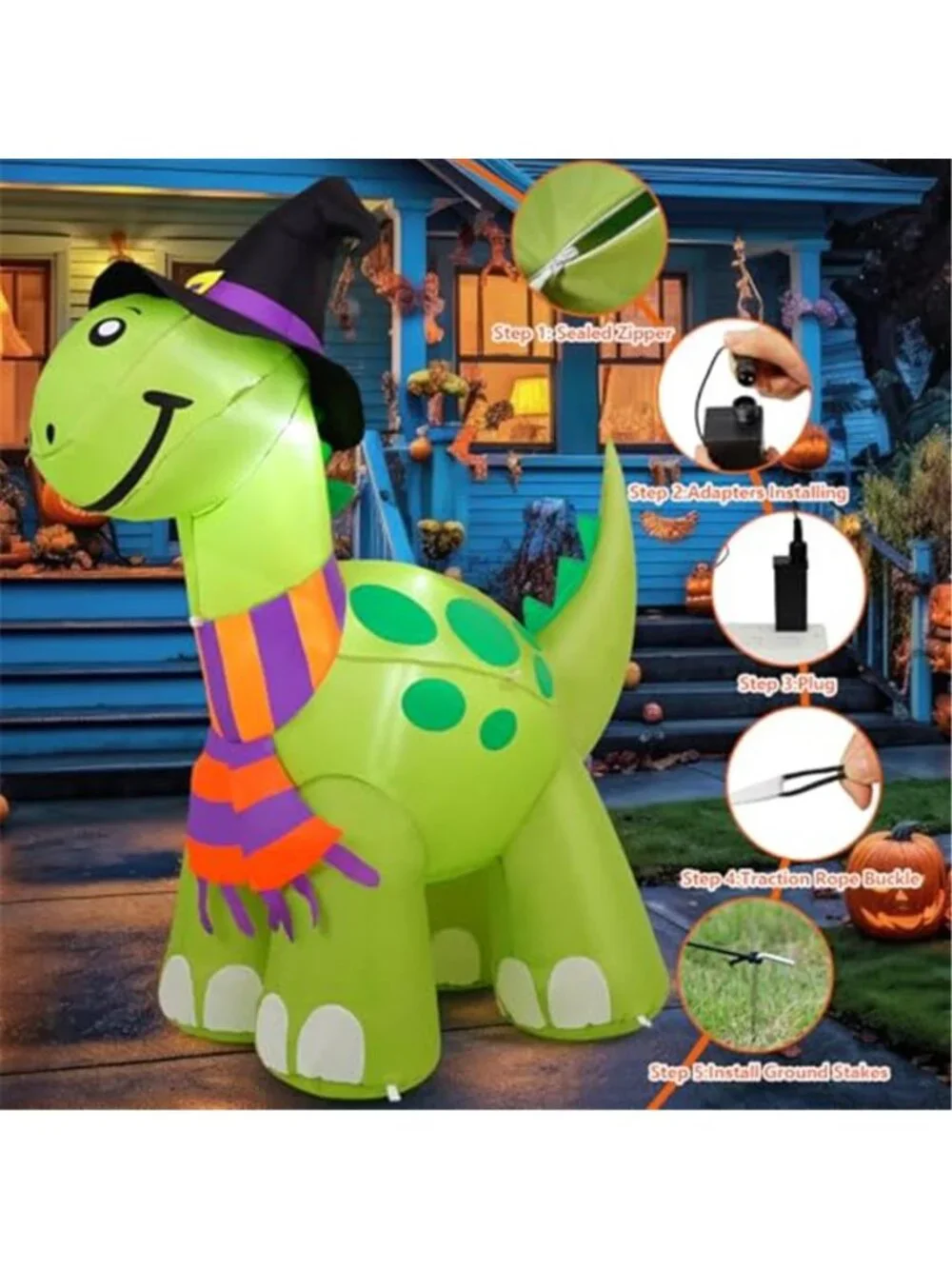 6 FT Tall Halloween Inflatables Dinosaur Outdoor Decorations Blow Up Yard